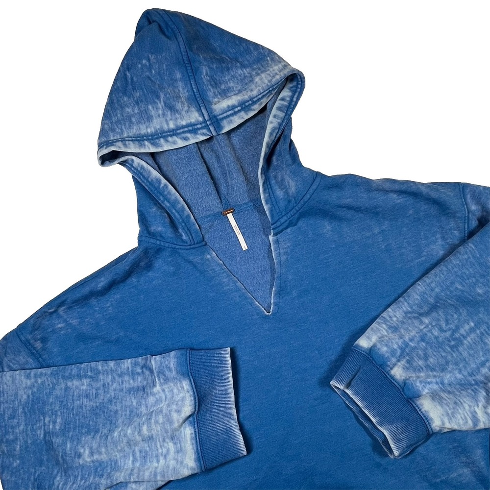 'Free People Get It Oversized Fleece Hooded Sweatshirt Womens S Burnout Sky Blue